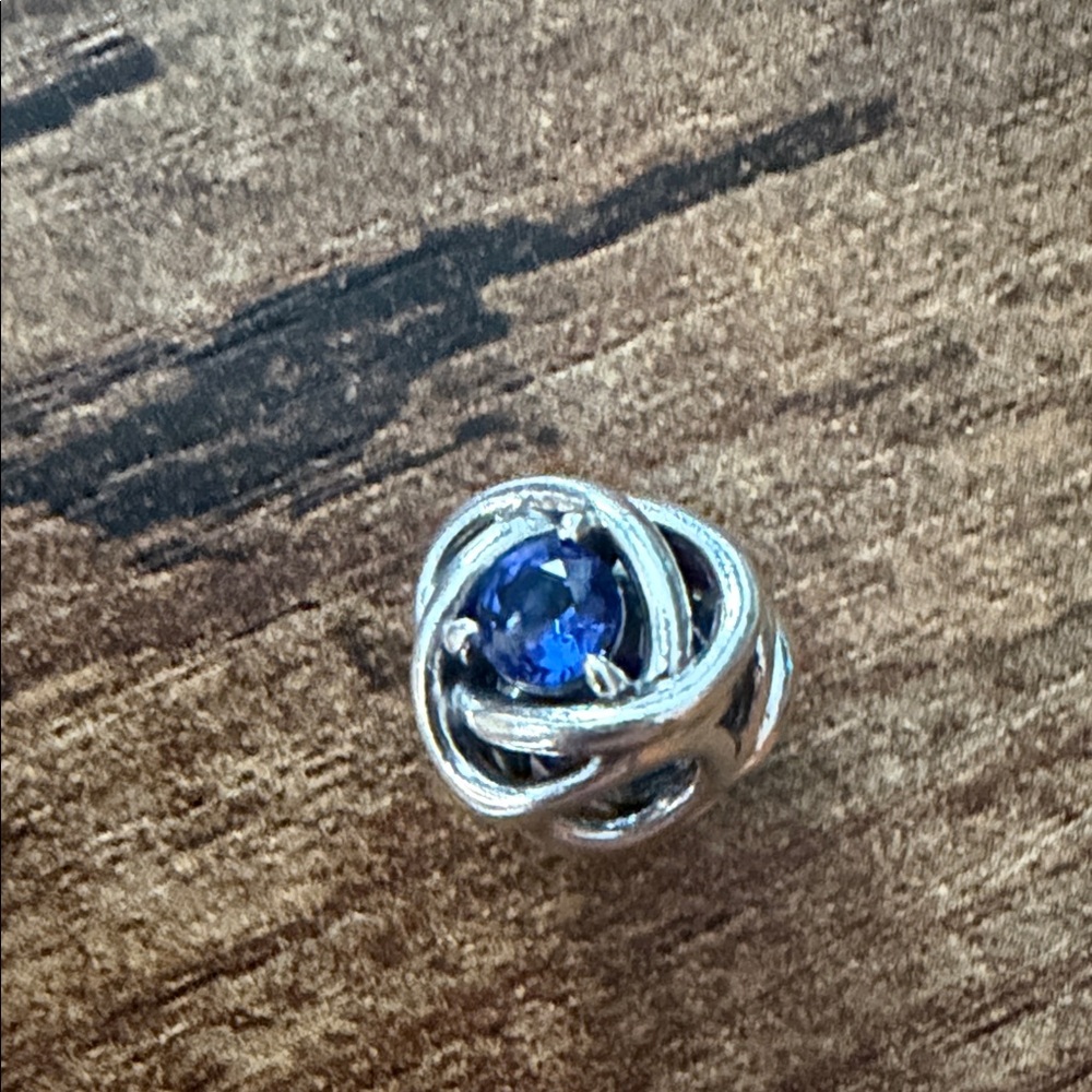 Pandora Silver Knot Charm with Blue Stone